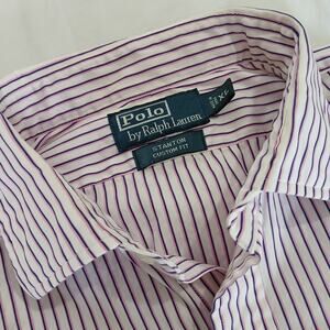 Polo by Ralph Lauren STANTON custom Fit 100% cotton LS dress shirt XL stripe